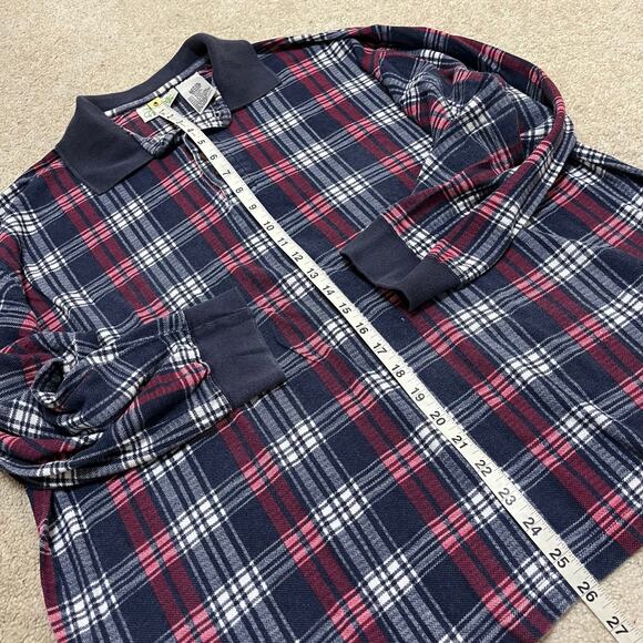 Ash Creek Trading Navy/Red Plaid Long Sleeve Polo Large - Picture 5 of 7